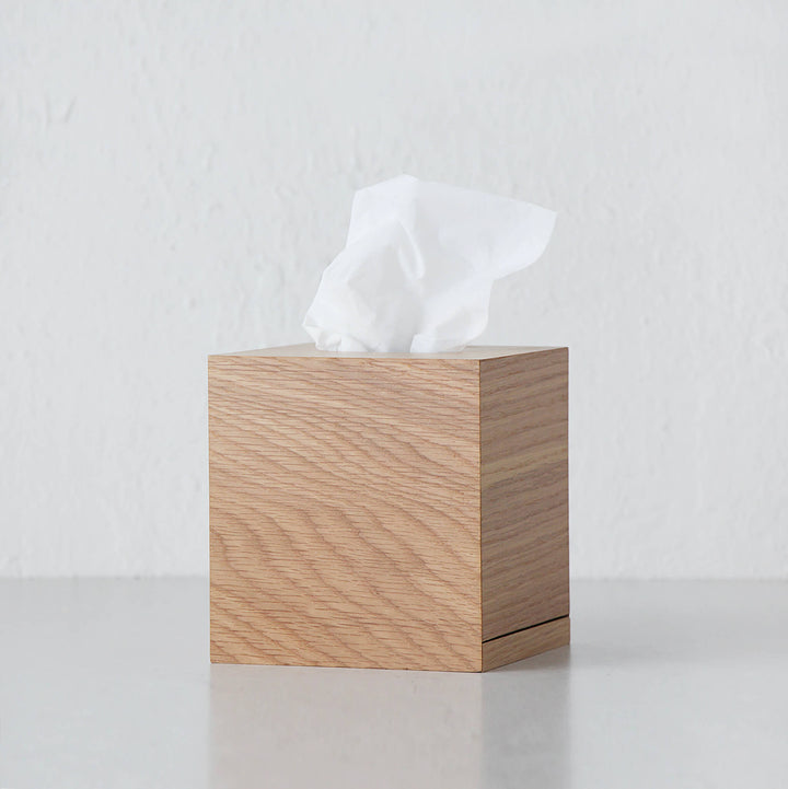 OKU WOOD TISSUE BOX COVER  |  SQUARE  |  NATURAL 