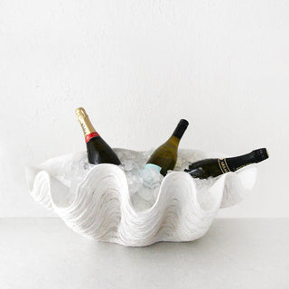 GIANT CLAM SHELL  |  DECORATIVE BOWL   |  WHITE RESIN