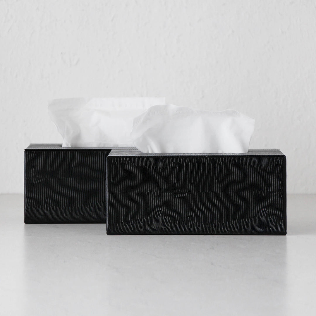 CONRAD SNAKE RECTANGLE TISSUE BOX COVER  |  BUNDLE X2  |  NOIR BLACK