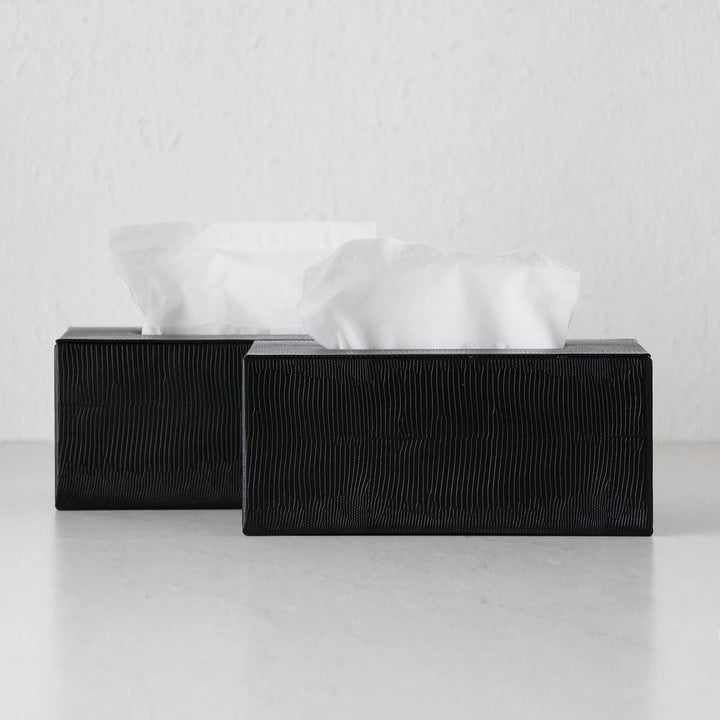 CONRAD SNAKE RECTANGLE TISSUE BOX COVER  |  BUNDLE X2  |  NOIR BLACK