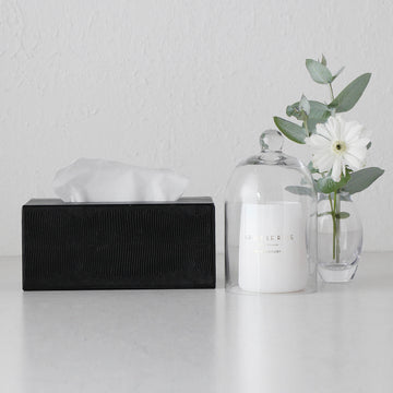 CONRAD SNAKE RECTANGLE TISSUE BOX COVER  |  NOIR BLACK
