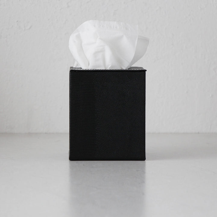 CONRAD SNAKE SQUARE TISSUE BOX COVER  |  BUNDLE X2  |  NOIR BLACK