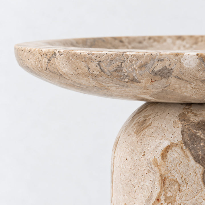 CORINTH FOOTED BOWL  |  25CM  |  CAPRI BEIGE MARBLE