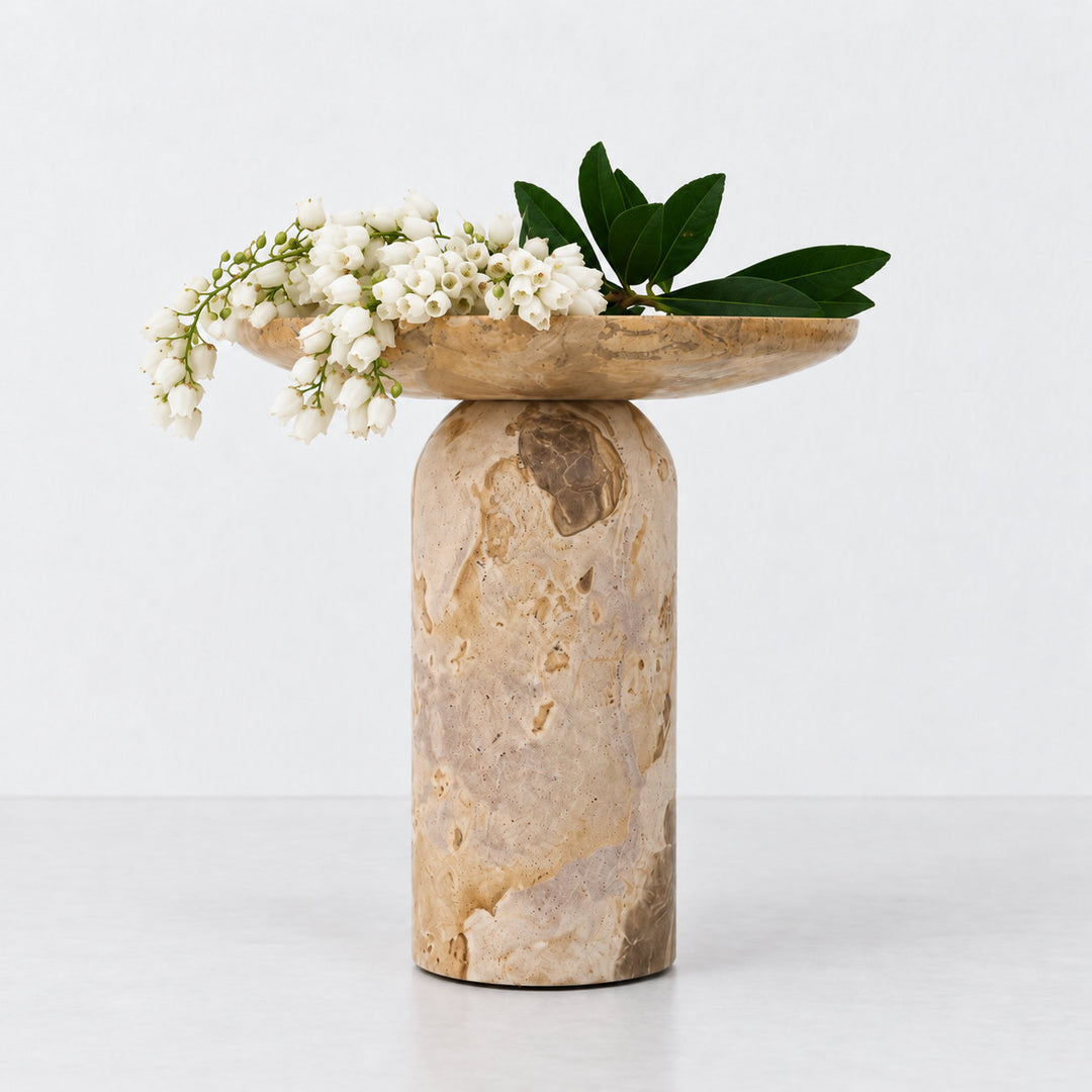 CORINTH FOOTED BOWL  |  25CM  |  CAPRI BEIGE MARBLE