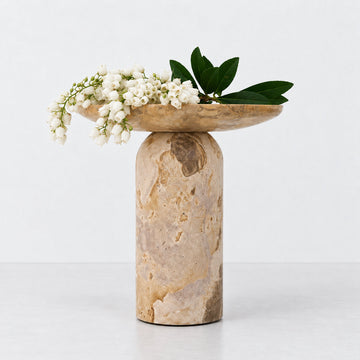 CORINTH FOOTED BOWL  |  25CM  |  CAPRI BEIGE MARBLE