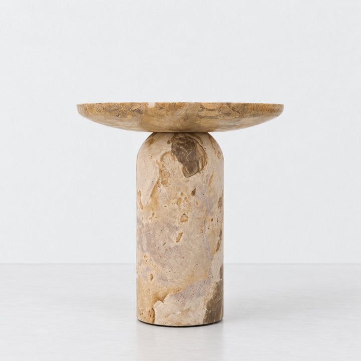 CORINTH FOOTED BOWL  |  25CM  |  CAPRI BEIGE MARBLE