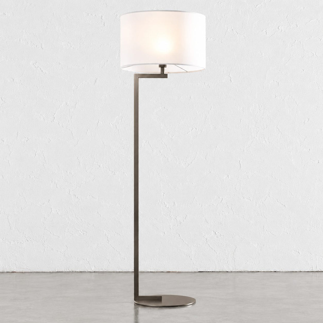 CORMONT FLOOR LAMP  |  DARK BRASS + WHITE SHADE