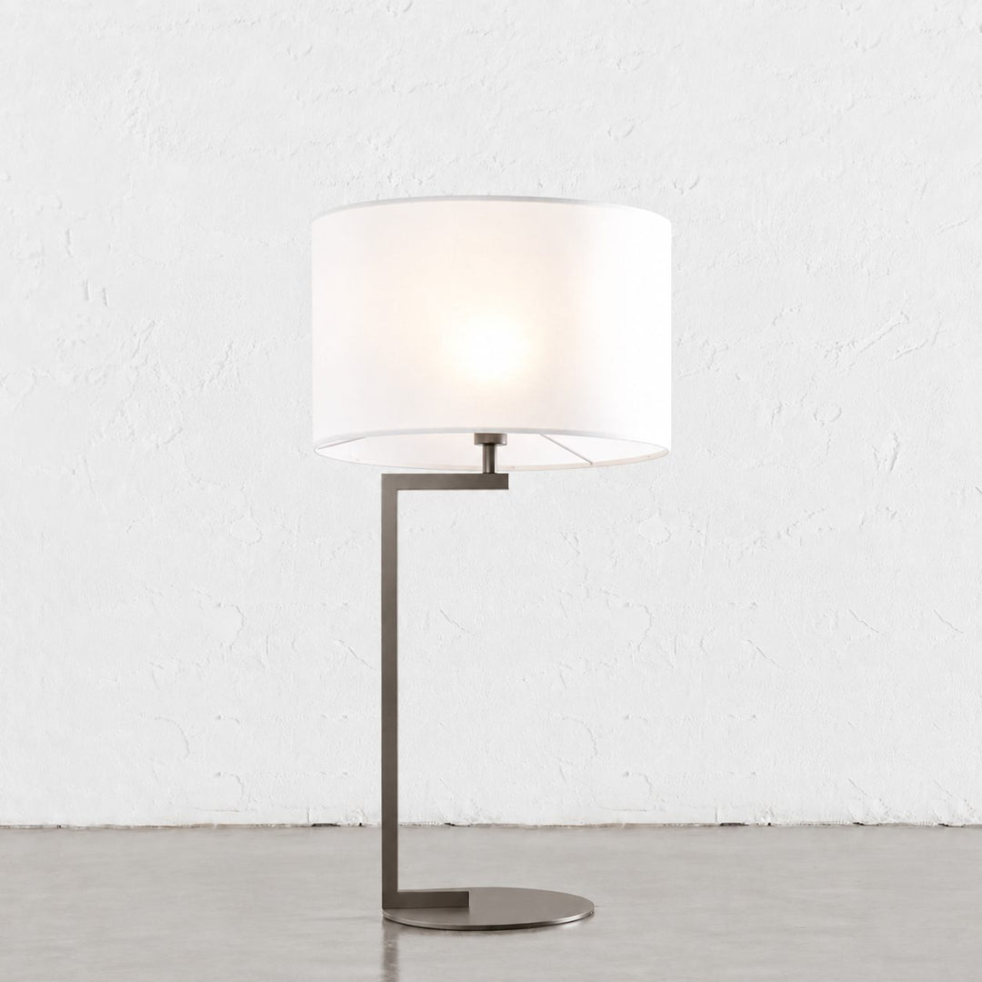 CORMONT TABLE LAMP  |  DARK BRASS + WHITE SHADE