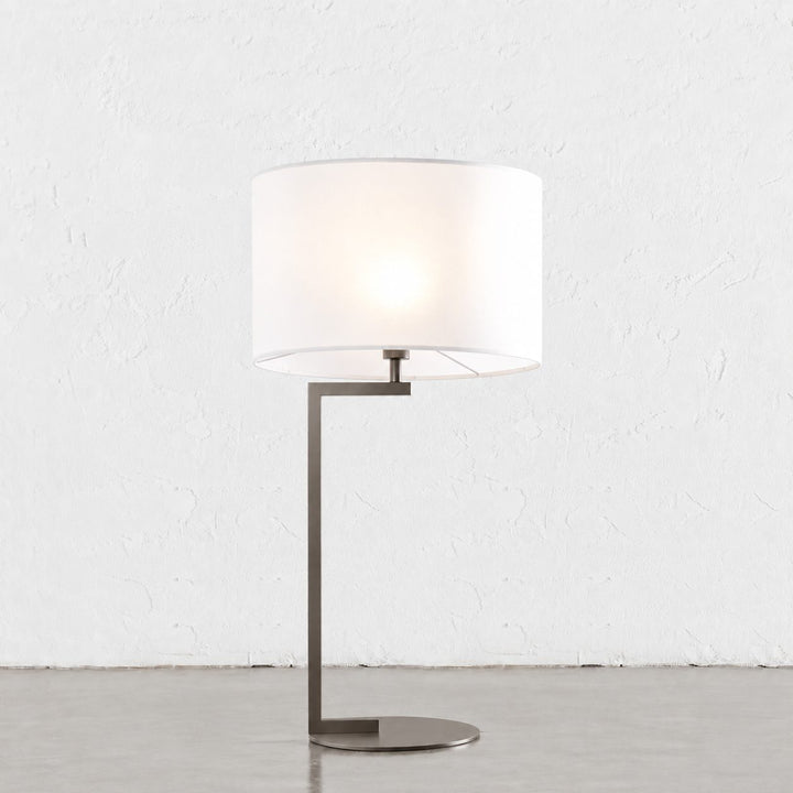 CORMONT TABLE LAMP  |  DARK BRASS + WHITE SHADE