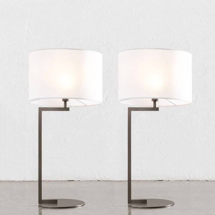 CORMONT TABLE LAMP  |  DARK BRASS + WHITE SHADE