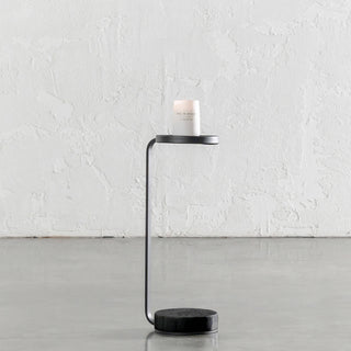 Corsini C-Shape Dark Grey Marble + Matte Black Drinks Table  |  D20cm