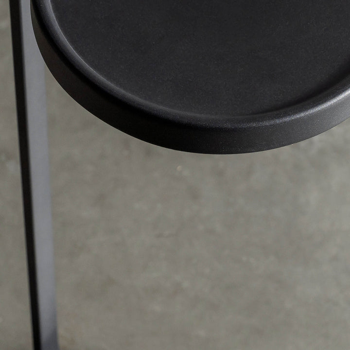 Corsini C-Shape Dark Grey Marble + Matte Black Drinks Table  |  D20cm