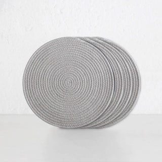 DEMI COTTON ROUND PLACEMAT | GREY + WHITE | SET OF 4