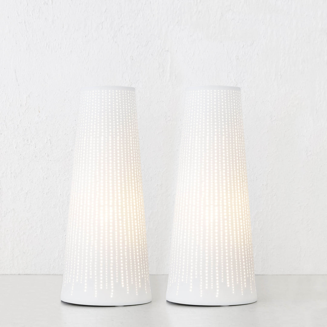 DIANNA PORCELAIN TAPERED LAMP BUNDLE X2  |  SMALL  |  WHITE