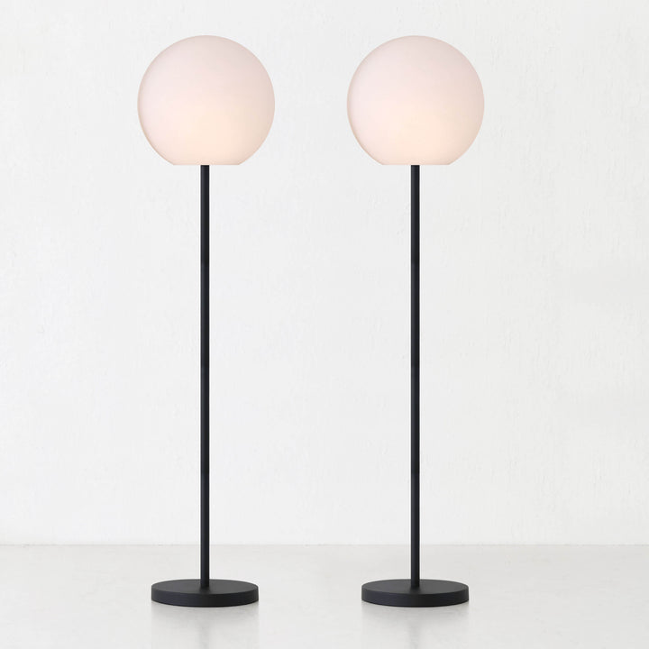 LBD EXCLUSIVE  |  DINESH OUTDOOR LED FLOOR LAMP BUNDLE X2  |  WHITE + BLACK