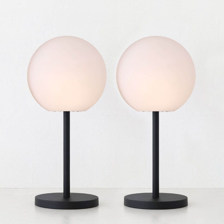 LBD EXCLUSIVE  |  DINESH OUTDOOR LED TABLE LAMP BUNDLE X2  |  WHITE + BLACK