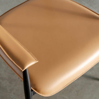 DONATO VEGAN LEATHER DINING CHAIR  |  SADDLE TAN CLOSE UP