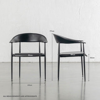 DONATO VEGAN LEATHER DINING CHAIR  |  NOIR BLACK | MEASUREMENTS