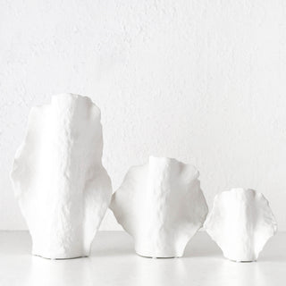 LIVING BY DESIGN EXCLUSIVE  |  DRUYA CERAMIC VASE BUNDLE X3  |  S + M + L  |  NATURAL WHITE CERAMIC
