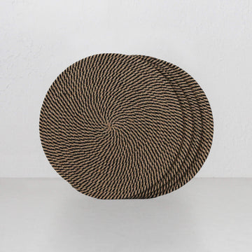 DEMI COTTON ROUND PLACEMAT | NATURAL + BLACK WEAVE | SET OF 4
