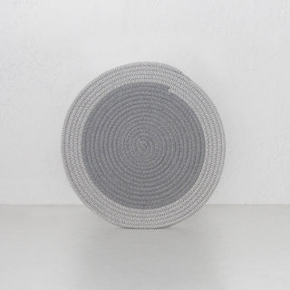 DEMI COTTON ROUND PLACEMAT | GREY + WHITE BORDER | SET OF 4