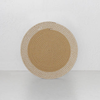 DEMI COTTON ROUND PLACEMAT | NATURAL + WHITE BORDER | SET OF 6