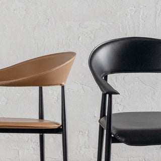 DONATO VEGAN LEATHER DINING CHAIR  |  SADDLE TAN + NOIR BLACK