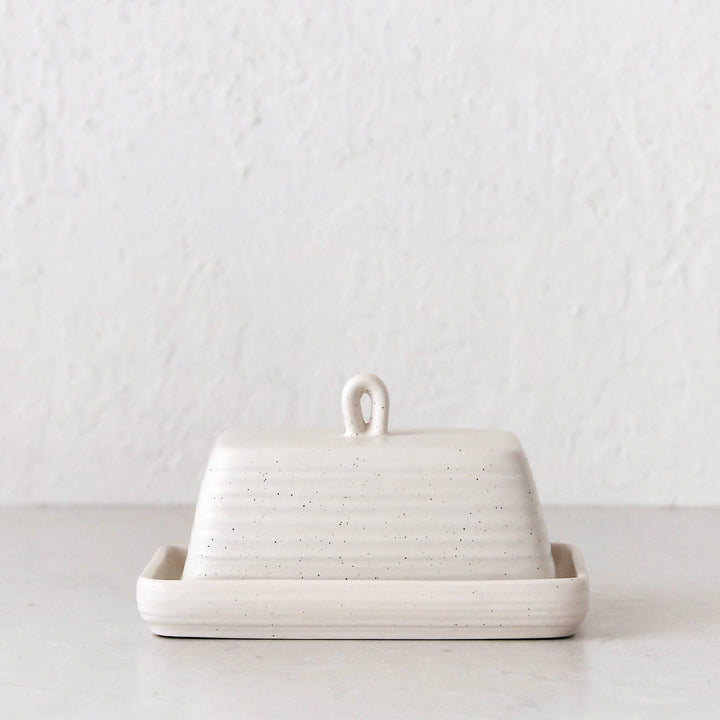 OTTAWA STONEWARE BUTTER DISH + TRAY  |  CALICO