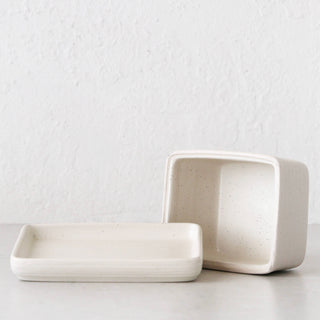OTTAWA STONEWARE BUTTER DISH + TRAY  |  CALICO