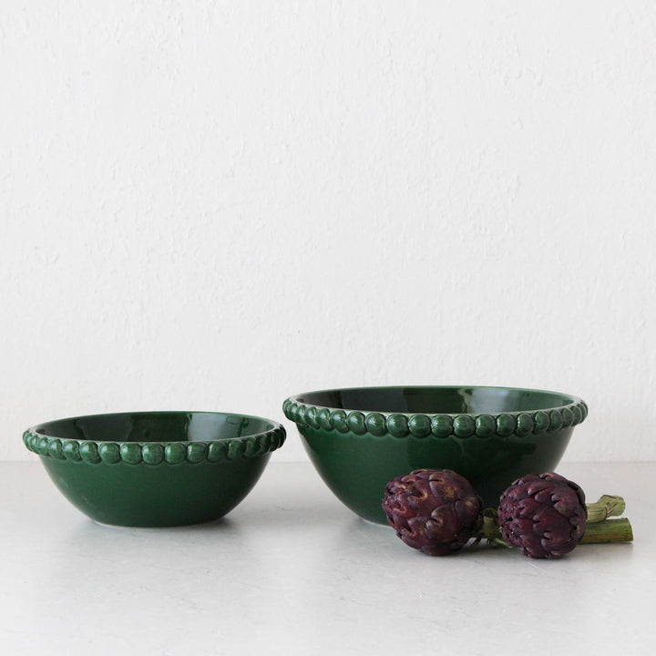 EDEN CHRISTMAS SERVING BOWL BUNDLE X2  |  L + XL  |  28CM + 33CM  |  GREEN CERAMIC