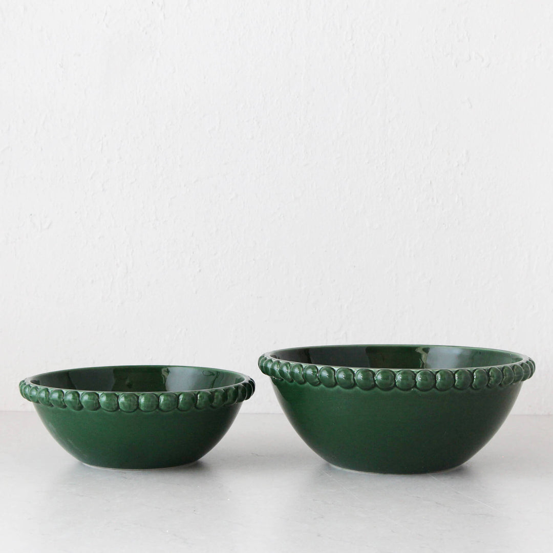 EDEN CHRISTMAS SERVING BOWL BUNDLE X2  |  L + XL  |  28CM + 33CM  |  GREEN CERAMIC