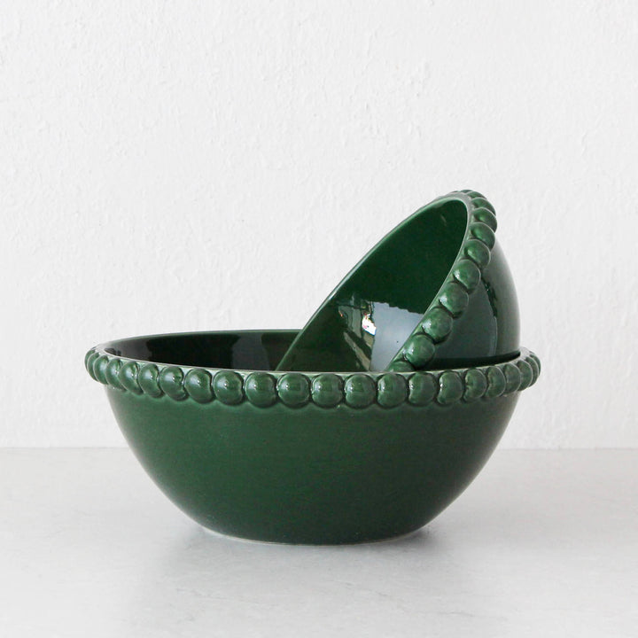 EDEN CHRISTMAS SERVING BOWL BUNDLE X2  |  L + XL  |  28CM + 33CM  |  GREEN CERAMIC