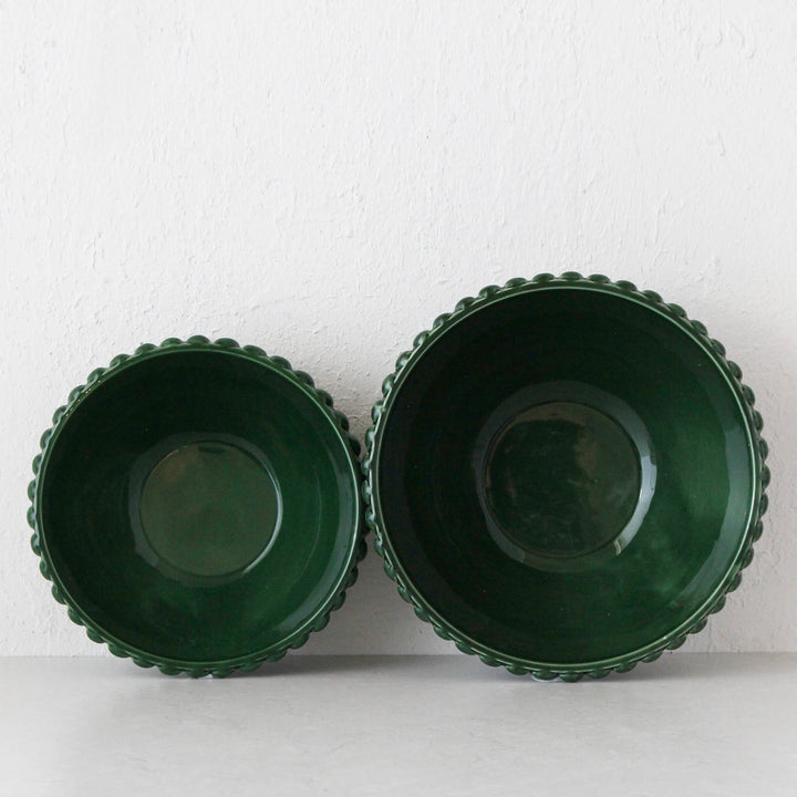 EDEN CHRISTMAS SERVING BOWL BUNDLE X2  |  L + XL  |  28CM + 33CM  |  GREEN CERAMIC