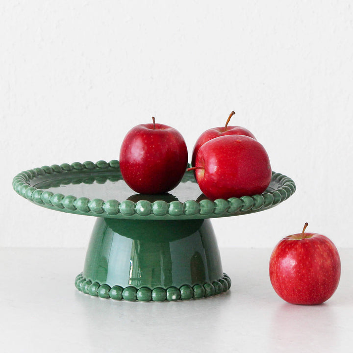 EDEN CHRISTMAS CAKE STAND  |  30CM  |  GREEN CERAMIC