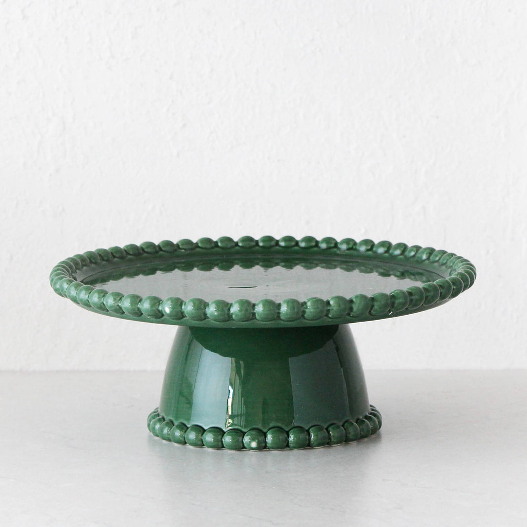 EDEN CHRISTMAS CAKE STAND  |  30CM  |  GREEN CERAMIC