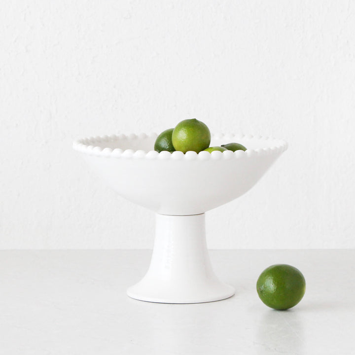 EDEN CHRISTMAS PEDESTAL BOWL  |  26CM  |  WHITE CERAMIC