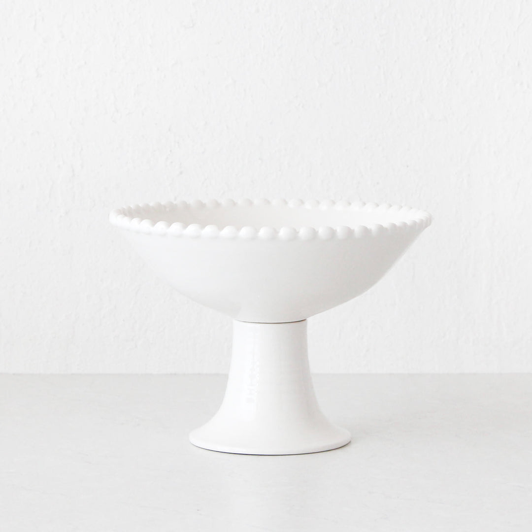 EDEN CHRISTMAS PEDESTAL BOWL  |  26CM  |  WHITE CERAMIC