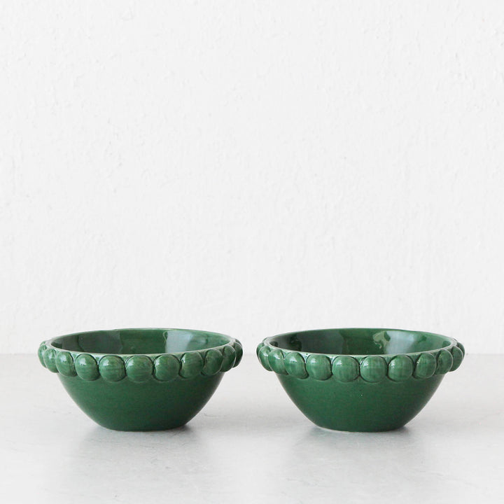 EDEN CHRISTMAS BOWL BUNDLE X2  |  SMALL  |  17CM | GREEN CERAMIC