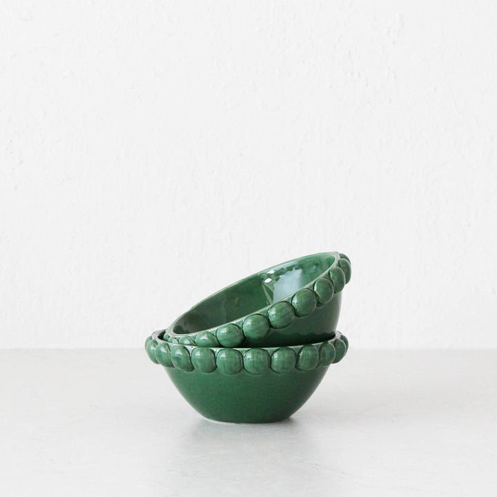 EDEN CHRISTMAS BOWL BUNDLE X2  |  SMALL  |  17CM | GREEN CERAMIC