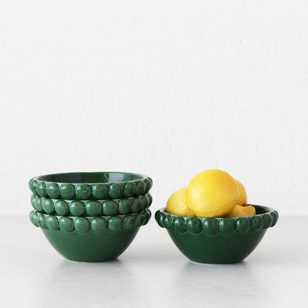 EDEN CHRISTMAS BOWL BUNDLE X4  |  SMALL  |  17CM | GREEN CERAMIC