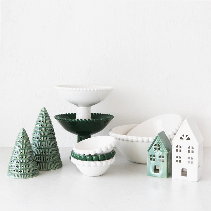 EDEN CHRISTMAS COLLECTION  |  GREEN + WHITE CERAMIC