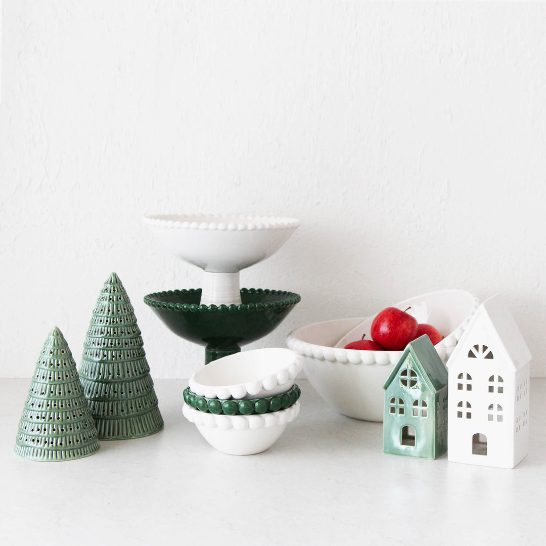 EDEN CHRISTMAS COLLECTION  |  GREEN + WHITE CERAMIC