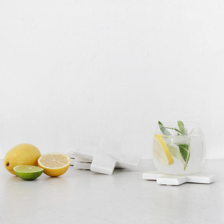 ELIOT WHITE MARBLE COASTERS | SET OF 4 | STYLED