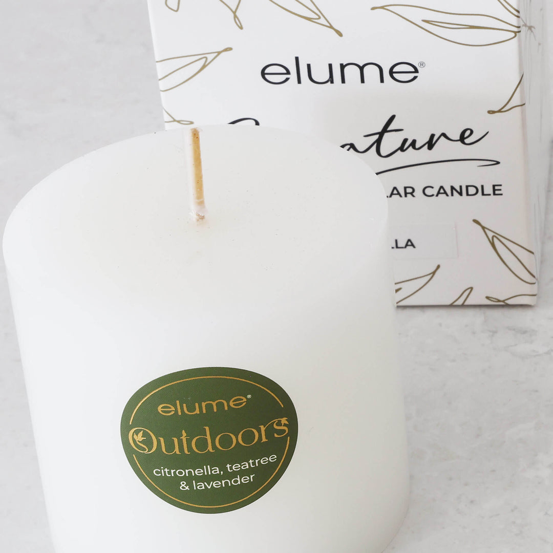 ELUME  |  SIGNATURE CITRONELLA PILLAR 3X3" CANDLE BUNDLE X2  |  40HRS  |  CITRONELLA + TEA TREE + LAVENDER