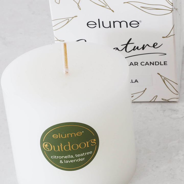 ELUME  |  SIGNATURE CITRONELLA PILLAR 3X3" CANDLE BUNDLE X2  |  40HRS  |  CITRONELLA + TEA TREE + LAVENDER