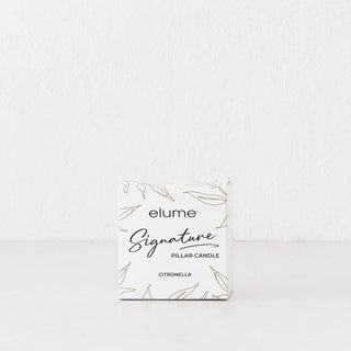 ELUME  |  SIGNATURE CITRONELLA PILLAR 3X3" CANDLE  |  40HRS  |  CITRONELLA + TEA TREE + LAVENDER