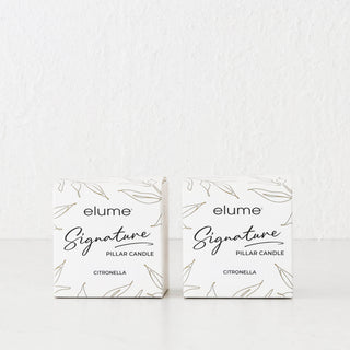 ELUME  |  SIGNATURE CITRONELLA PILLAR 3X3" CANDLE BUNDLE X2  |  40HRS  |  CITRONELLA + TEA TREE + LAVENDER