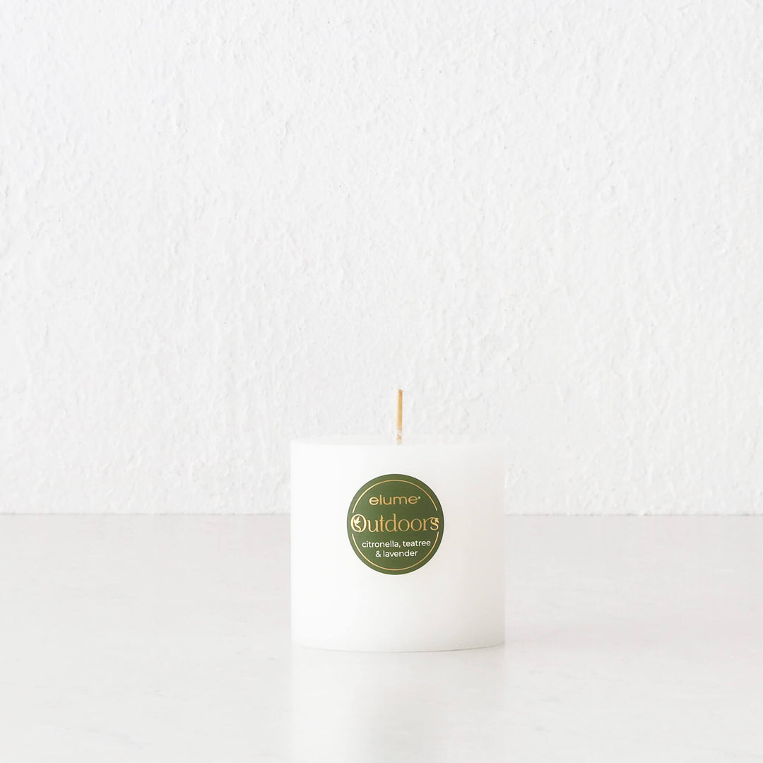 ELUME  |  SIGNATURE CITRONELLA PILLAR 3X3" CANDLE  |  40HRS  |  CITRONELLA + TEA TREE + LAVENDER