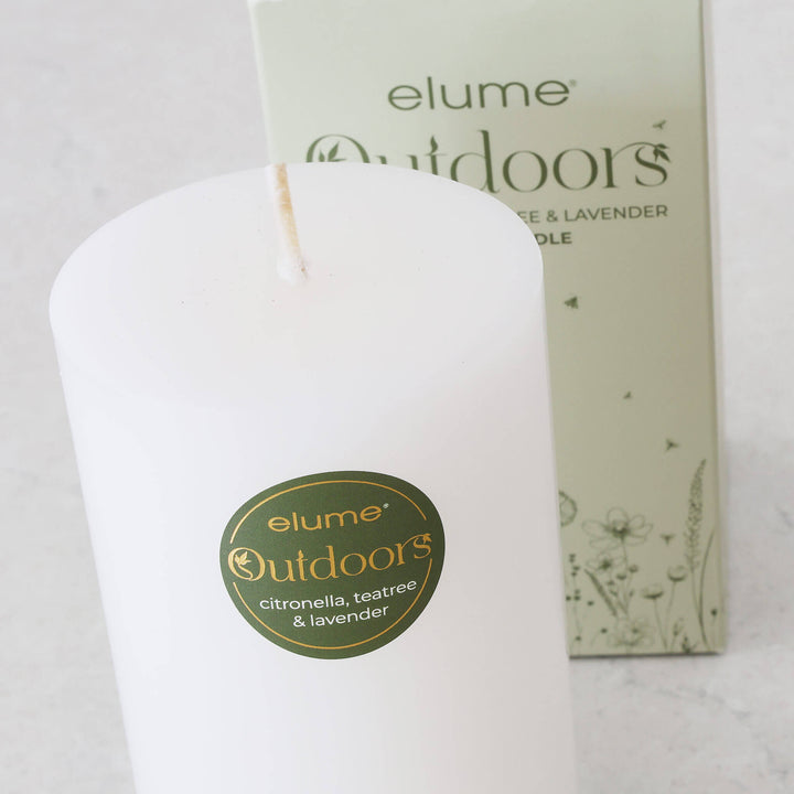 ELUME  |  CITRONELLA PILLAR 3X6" CANDLE  |  90HRS  |  CITRONELLA +  TEA TREE + LAVENDER