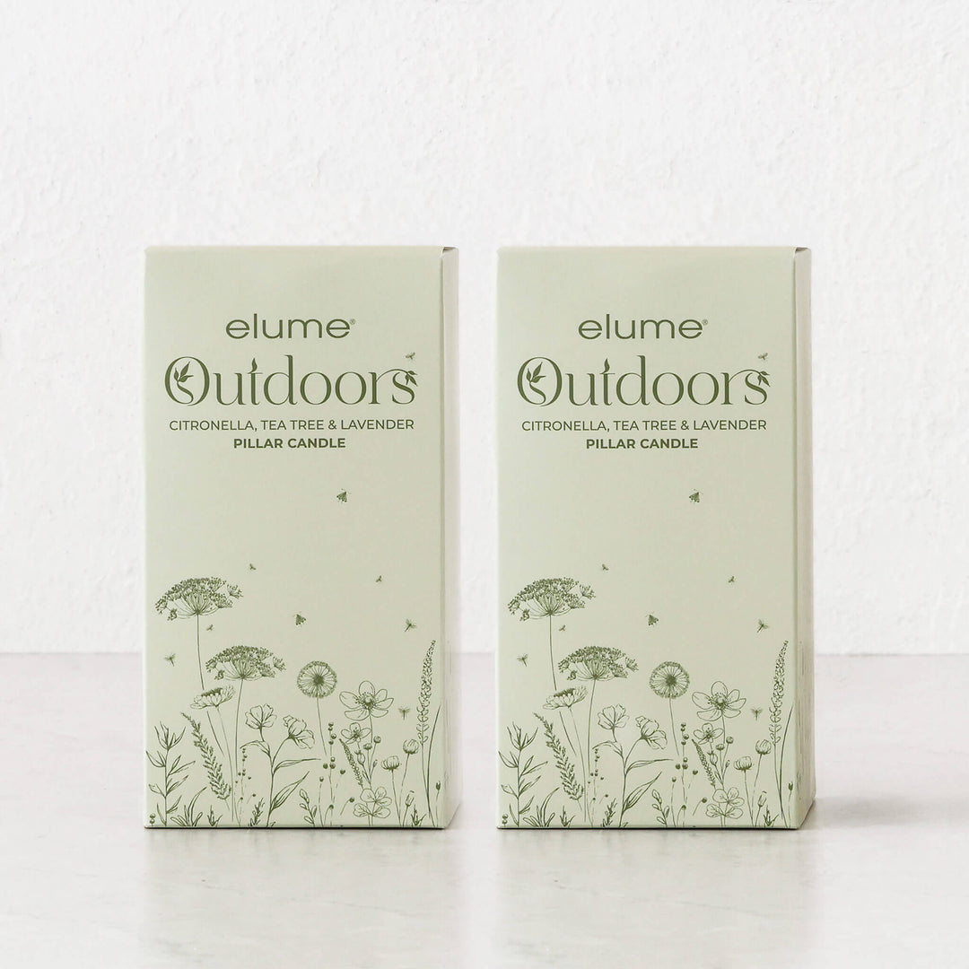 ELUME  |  CITRONELLA PILLAR 3X6" CANDLE BUNDLE X2  |  90HRS  |  CITRONELLA + TEA TREE + LAVENDER